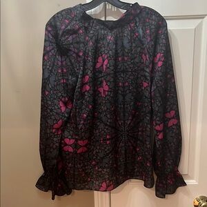 Ted Baker London Black and Pink Patterned Blouse